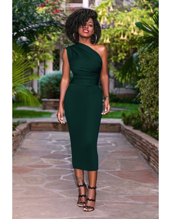One-Shoulder Elastic Bodycon Bandage Female Dress M8210
