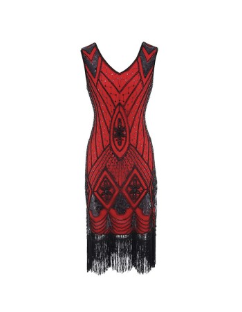 Vintage Sequin Tassel Dress Sexy M30380