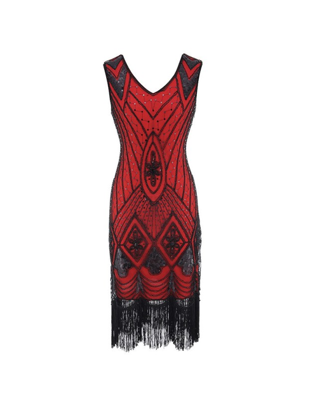 Vintage Sequin Tassel Dress Sexy M30380