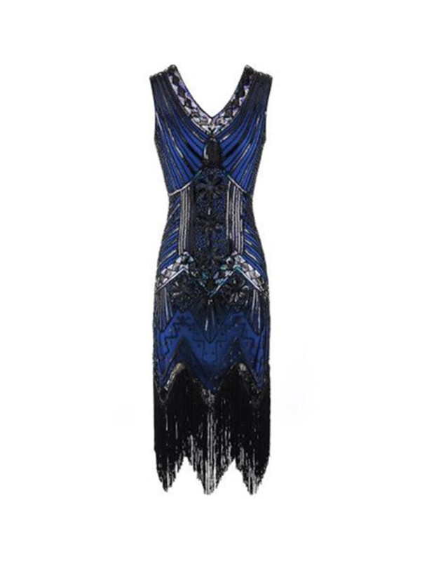 Retro Sequins V-neck Evening Dress M30381