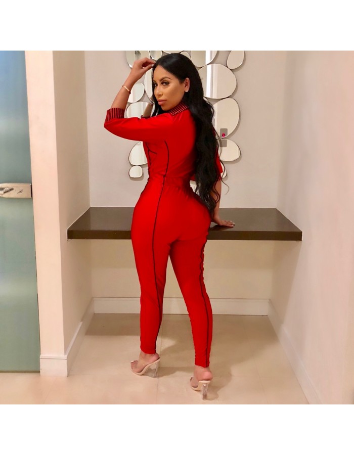Front Zipper Sexy Rompers Womens Jumpsuit M8277