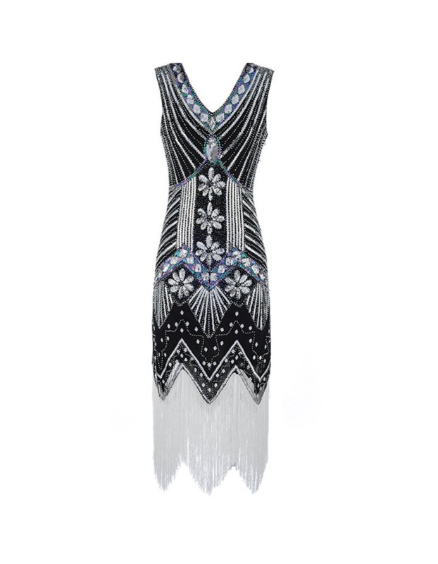 Retro Sequins V-neck Evening Dress M30381