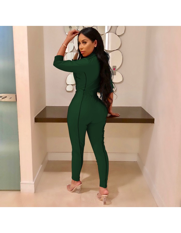 Front Zipper Sexy Rompers Womens Jumpsuit M8277