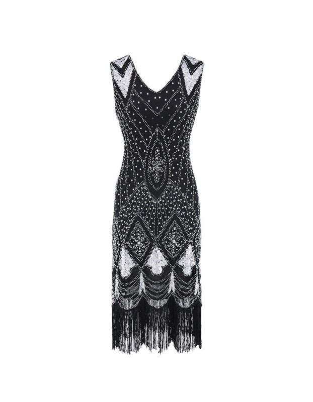 Vintage Sequin Tassel Dress Sexy M30380