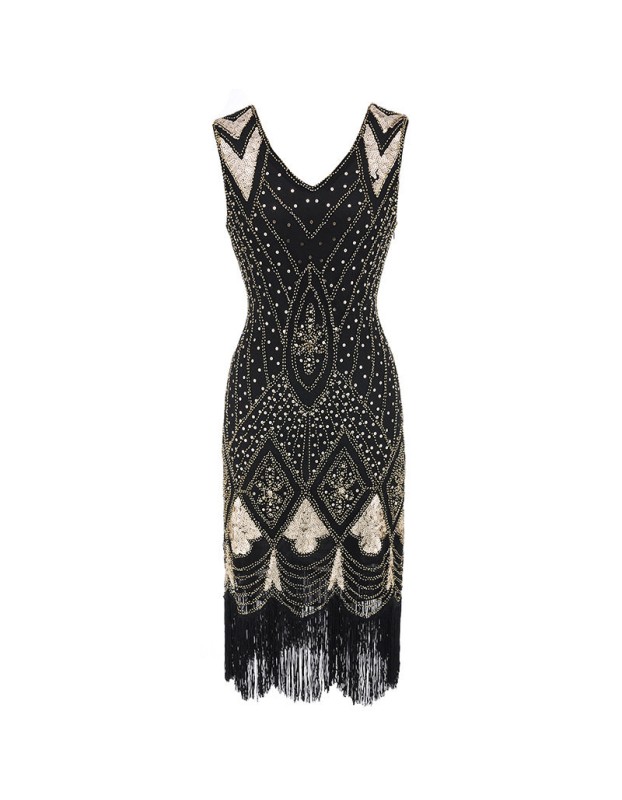 Vintage Sequin Tassel Dress Sexy M30380