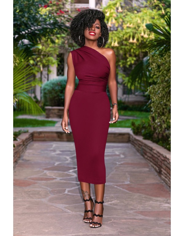 One-Shoulder Elastic Bodycon Bandage Female Dress M8210