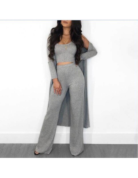 Solid Knitting Woman Autumn Winter 2 Piece Set M8263