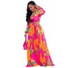 Women Maxi print dress long high quality Summer Beach Chiffon Party Dress M8214
