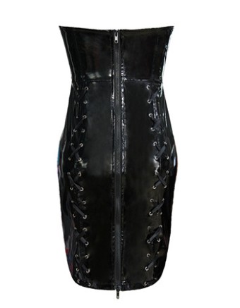 Off-shoulder Leather Bodycon Dress M7309