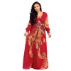 Women Maxi print dress long high quality Summer Beach Chiffon Party Dress M8214