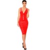 S-6XL Sexy Deep V Knee-Length Women Leather Dress M7311