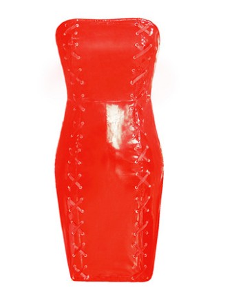 Off-shoulder Leather Bodycon Dress M7309