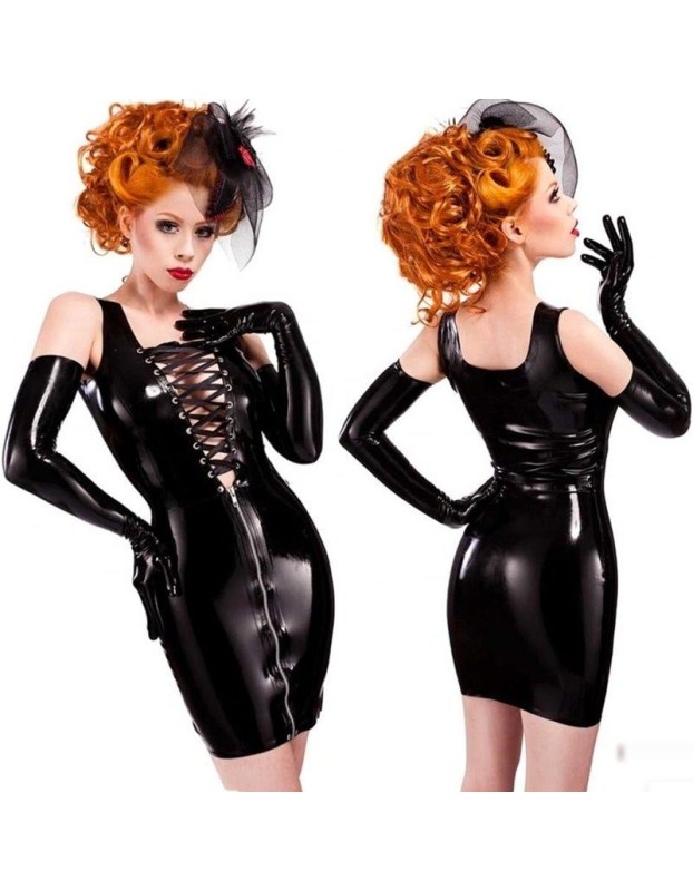 Woman Plus Size Wet look Pu Leather Bodycon Dresses M7303