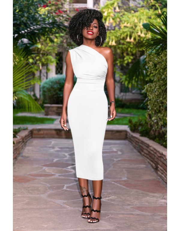 One-Shoulder Elastic Bodycon Bandage Female Dress M8210
