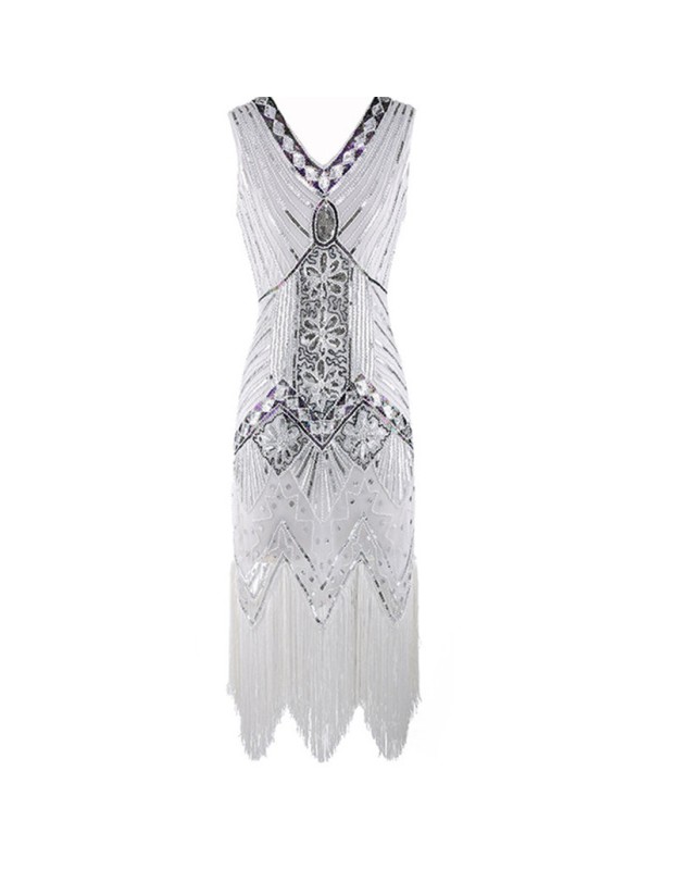 Retro Sequins V-neck Evening Dress M30381