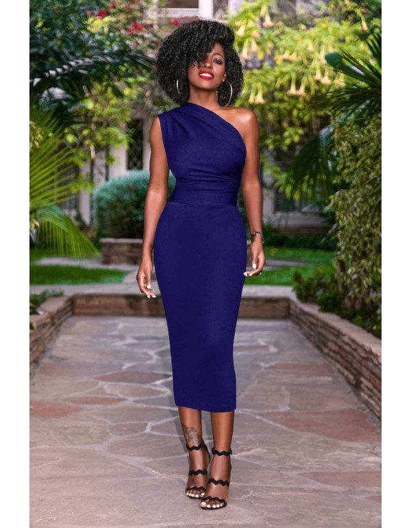 One-Shoulder Elastic Bodycon Bandage Female Dress M8210