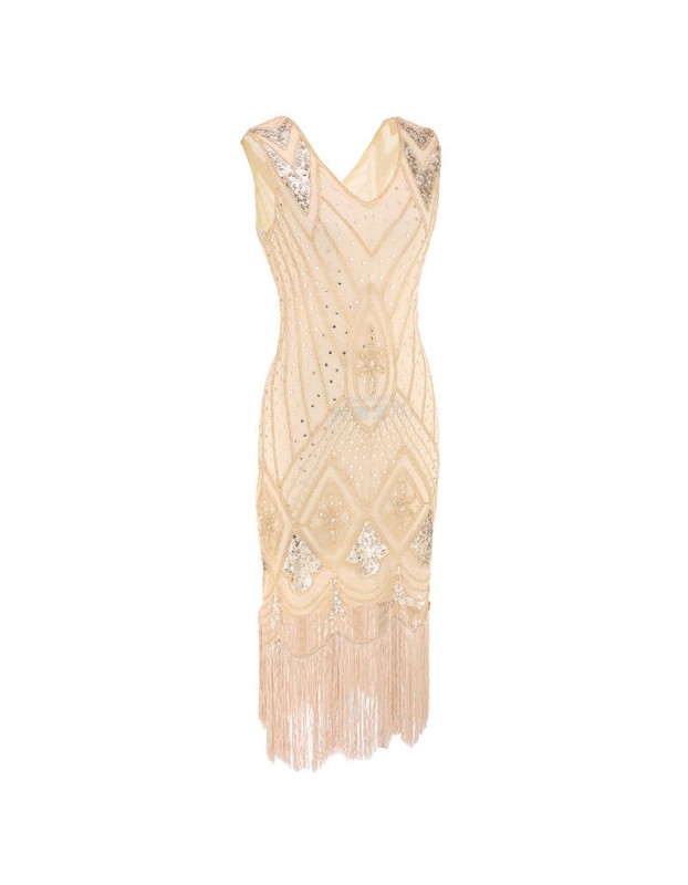 Vintage Sequin Tassel Dress Sexy M30380