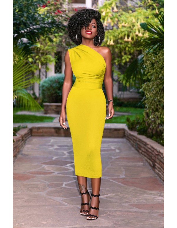 One-Shoulder Elastic Bodycon Bandage Female Dress M8210