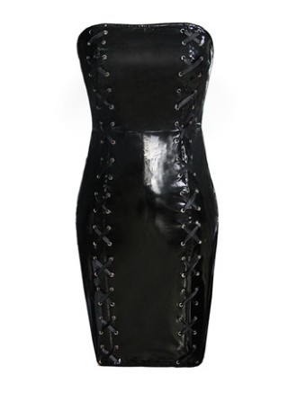 Off-shoulder Leather Bodycon Dress M7309