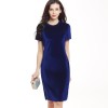 Pleuche pencil skirt round collar short sleeve dress Clubwear mini dress DF767