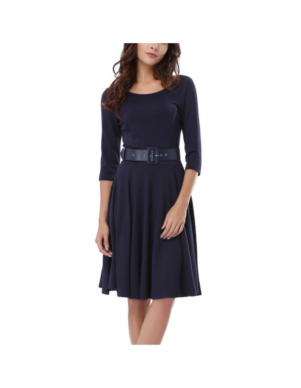 Pretty Fashion Office Lady Summer Casual Woman Dress With Belt