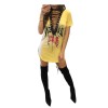 Sexy Women Deep V Collar Short Sleeve Skirt Nightclub T-shirt skirt m88077