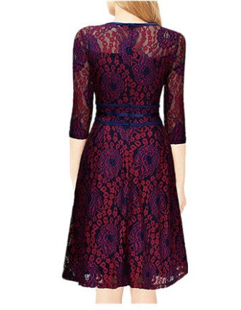 Women Lace Middle Sleeve Casual sexy Dress 2017 Party Dress