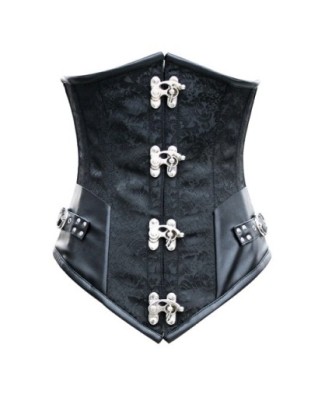Black Floral Print Waist Cincher Corset M1330