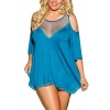 Solid Sexy Sleepwear Plus Size Sleep Dress M30361