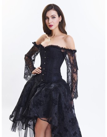 Lace long-sleeved corset gauze skirt suit M40450