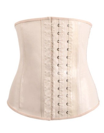 Black Smooth Latex Hook Eye 4 Steel Boned Waist Training Corset  M1303U