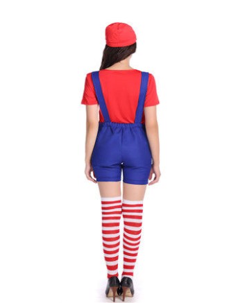 Super mario Bib short  costume for summer party fanny Mario jumpsuits with hat M40257