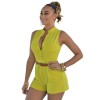 New sexy ladies candy color sleeveless one-piece jumpsuit with belt