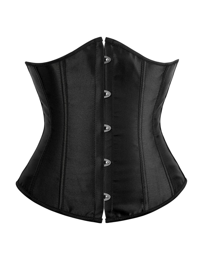 Sexy women solid satin underbust corsets plus size black white M1743