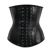Black Smooth Latex Hook Eye 4 Steel Boned Waist Training Corset  M1303U