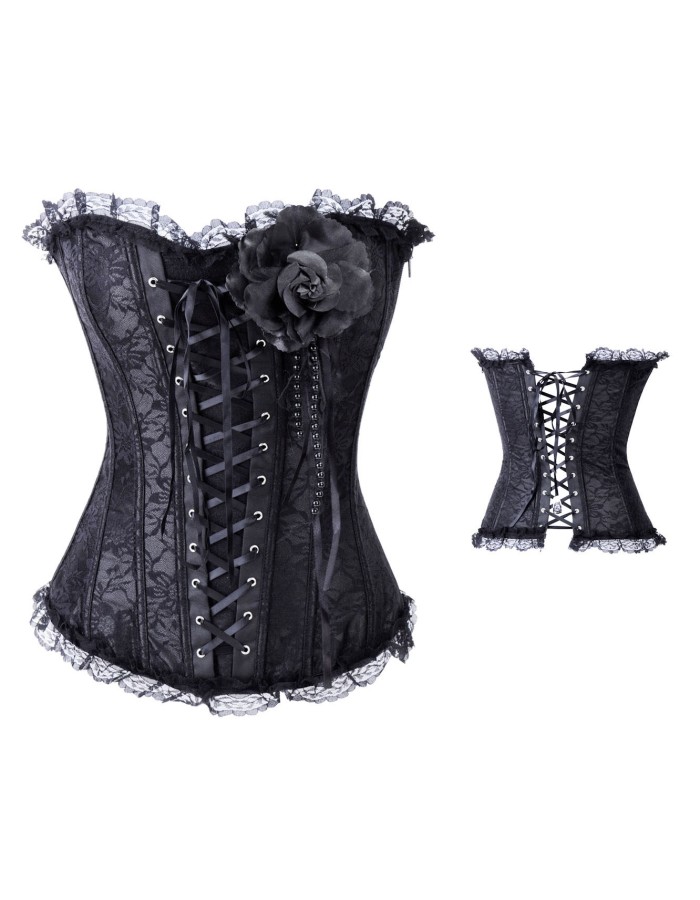 Lady satin embroidered lace corset M1589