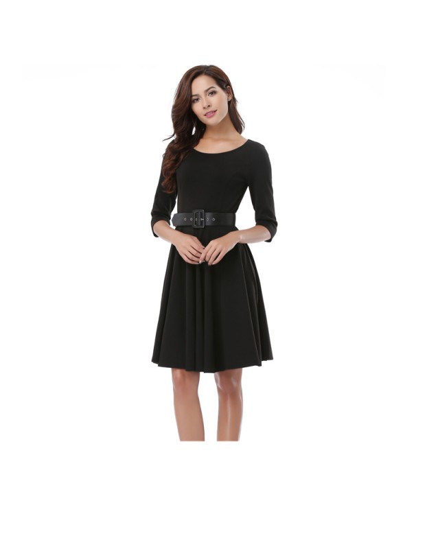 Pretty Fashion Office Lady Summer Casual Woman Dress With Belt