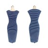 Adult Women Midi Stripe Pattern OL Tight Dress M30207