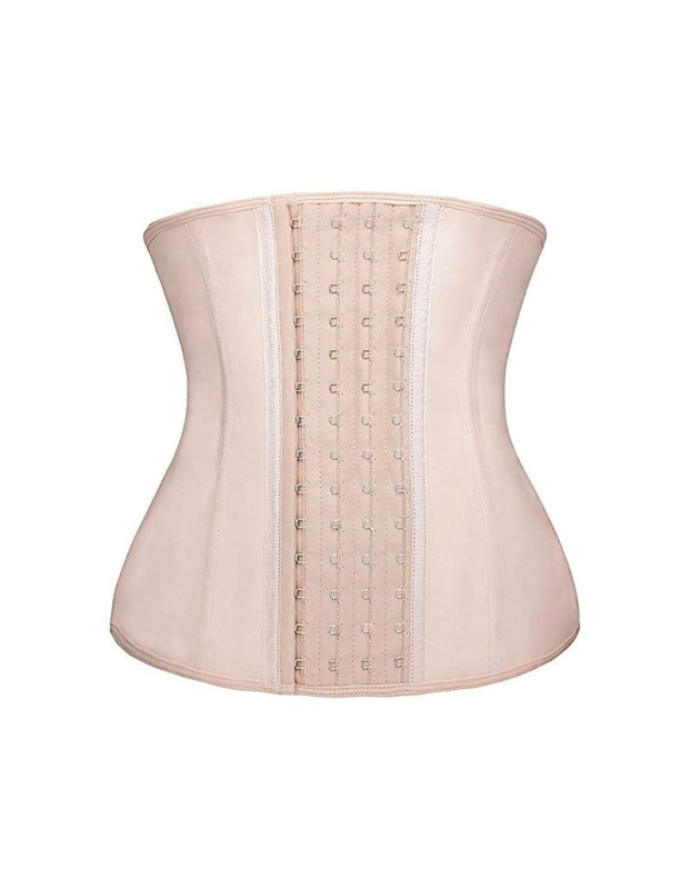 Black Smooth Latex Hook Eye 4 Steel Boned Waist Training Corset  M1303U