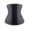 Black Smooth Latex Hook Eye 4 Steel Boned Waist Training Corset  M1303U