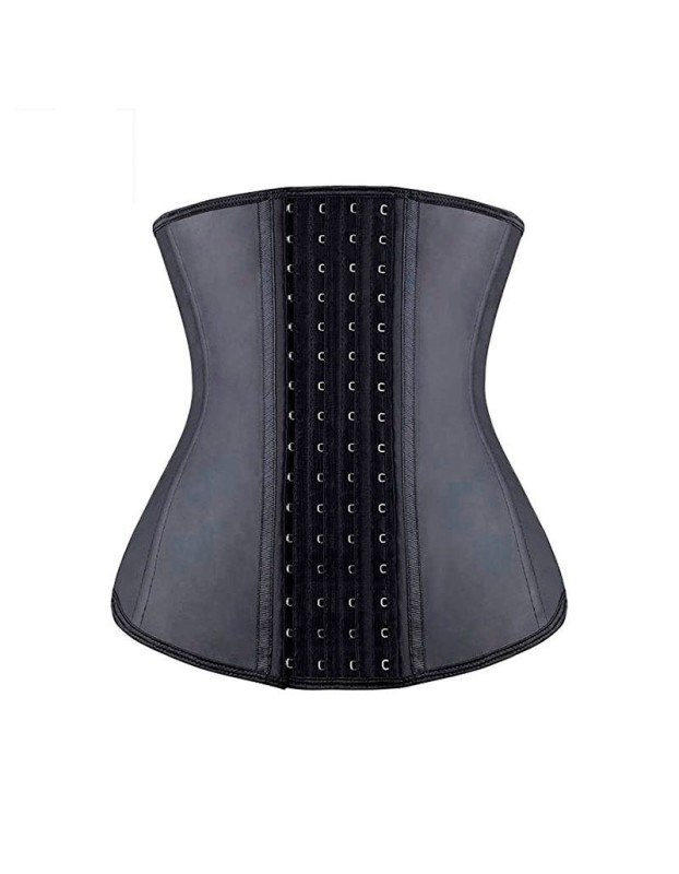 Black Smooth Latex Hook Eye 4 Steel Boned Waist Training Corset  M1303U
