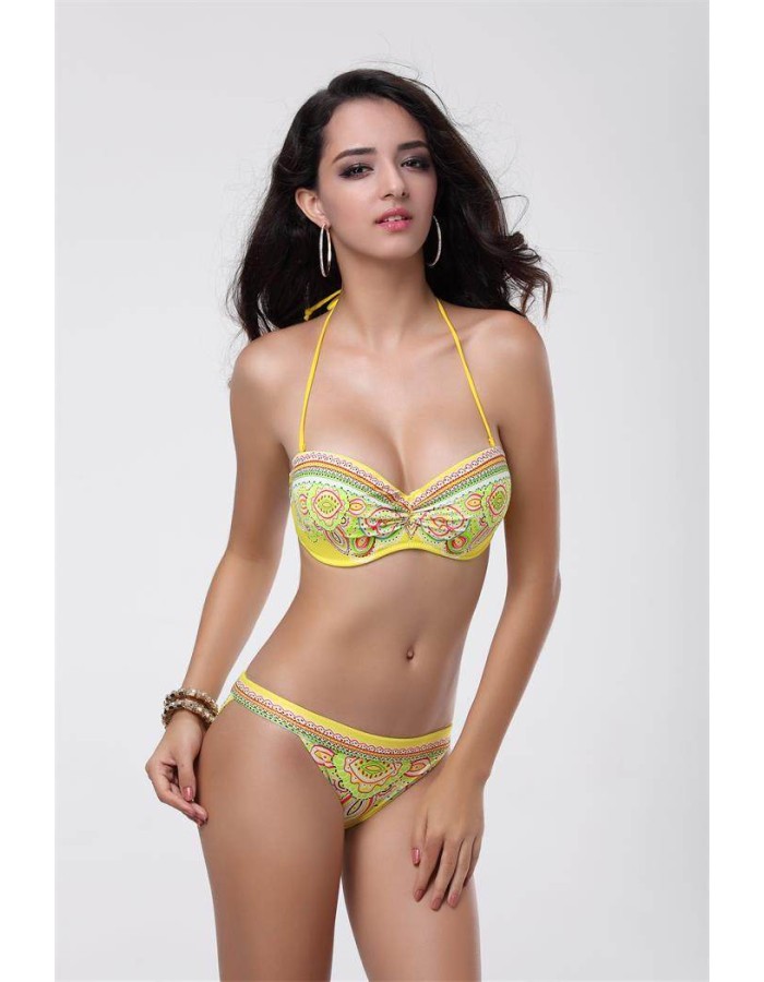 Sexy Charming Paisley Bandeau Bikini M5252