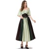 Vintage Dress Color Contrast Patchwork One-line Shoulder Gown Skirt Pompadour Dress YM0819