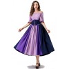 Vintage Dress Color Contrast Patchwork One-line Shoulder Gown Skirt Pompadour Dress YM0819
