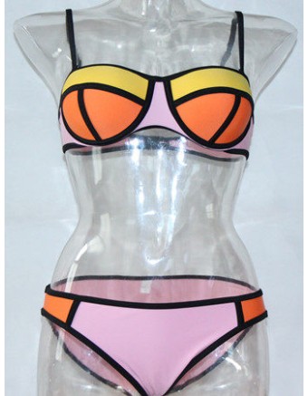 Beautiful Color Block 2pcs Bikini M5324