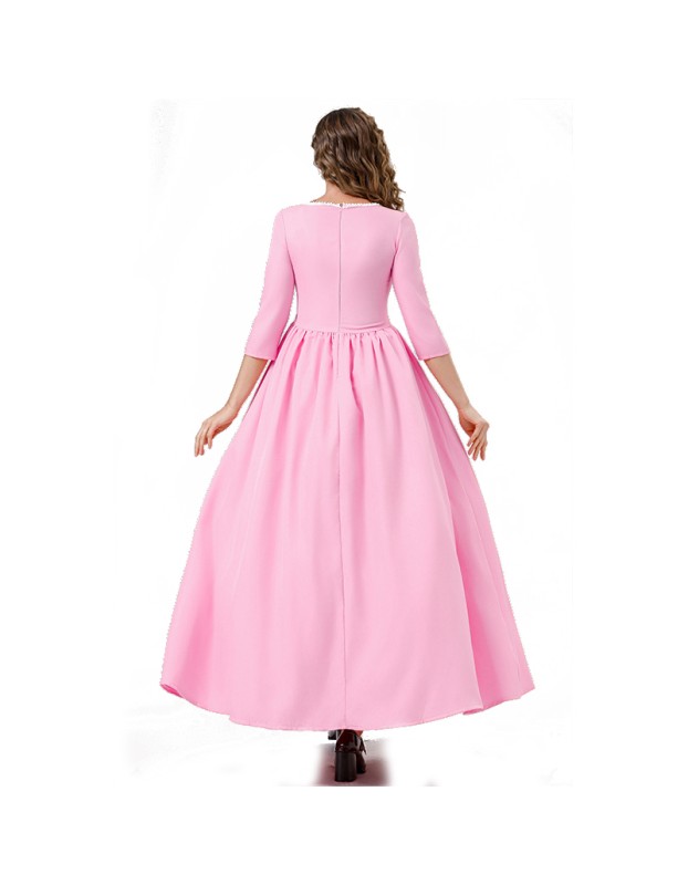 Seven-Quarter Sleeve Princess Dress Pink Court Party Robe Women Magic Master Dress Costume YM0932