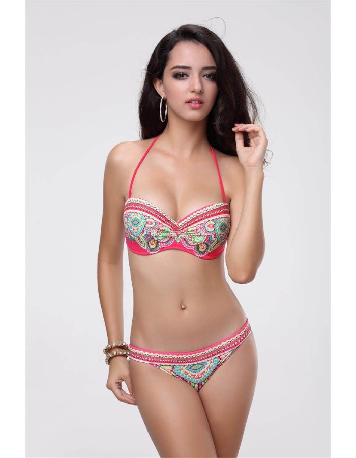 Sexy Charming Paisley Bandeau Bikini M5252