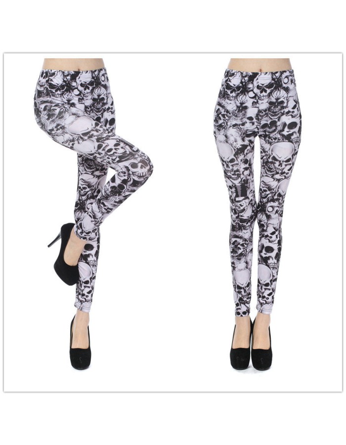 Fashion High Elasticity Women Skull Printed Leggings FG0108