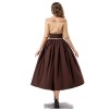 Vintage Dress Color Contrast Patchwork One-line Shoulder Gown Skirt Pompadour Dress YM0819