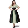 Vintage Dress Color Contrast Patchwork One-line Shoulder Gown Skirt Pompadour Dress YM0819